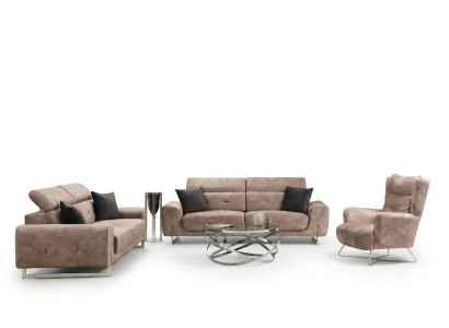 Juego de sofá de tres plazas, sofás de salón, sillones de diseño moderno en textil.
