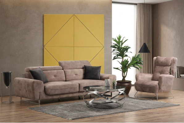 Set de sala de estar de 2 piezas con sofá de tres plazas, sofá, sillón moderno de tela.