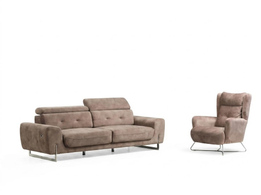 Set de sala de estar de 2 piezas con sofá de tres plazas, sofá, sillón moderno de tela.