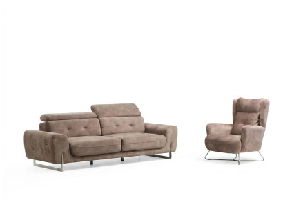 Set de sala de estar de 2 piezas con sofá de tres plazas, sofá, sillón moderno de tela.