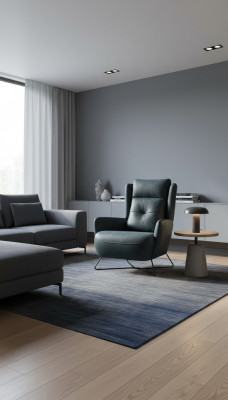Silla negra moderna para la sala de estar, mueble de diseño, tapizado de tela textiles.