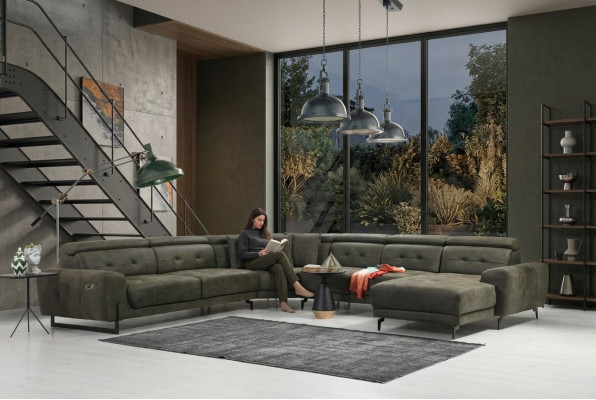 Sofá de esquina en forma de U para la sala de estar, muebles de lujo, sofá moderno, sofá esquinero.