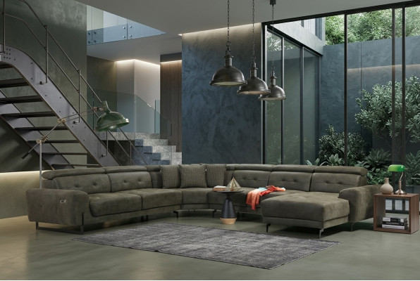 Sofá de esquina en forma de U para la sala de estar, muebles de lujo, sofá moderno, sofá esquinero.