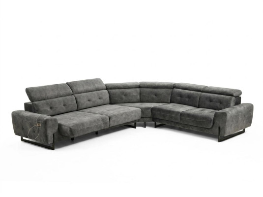 Sofá de esquina gris de diseñador para sala de estar, sofá, sofá en forma de L, tapizado de lujo, muebles modernos.