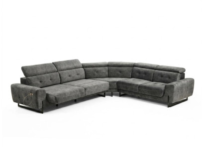 Sofá de esquina gris de diseñador para sala de estar, sofá, sofá en forma de L, tapizado de lujo, muebles modernos.