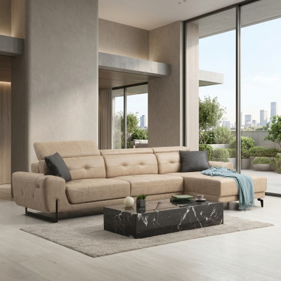Sofá de lujo para sala de estar en forma de L, muebles de diseño moderno para asientos y tapicería.