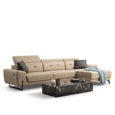 Sofá de lujo para sala de estar en forma de L, muebles de diseño moderno para asientos y tapicería.