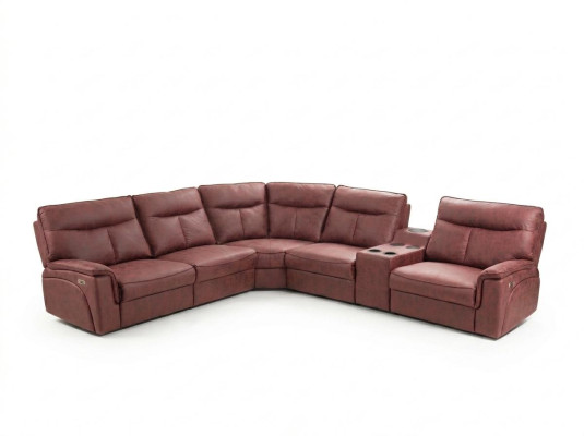 Sofá de esquina en forma de L diseño sala de estar lujo muebles modernos rojos tapizados.