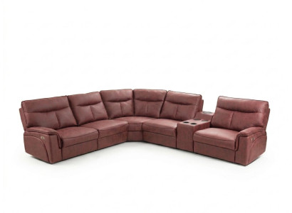 Sofá de esquina en forma de L diseño sala de estar lujo muebles modernos rojos tapizados.