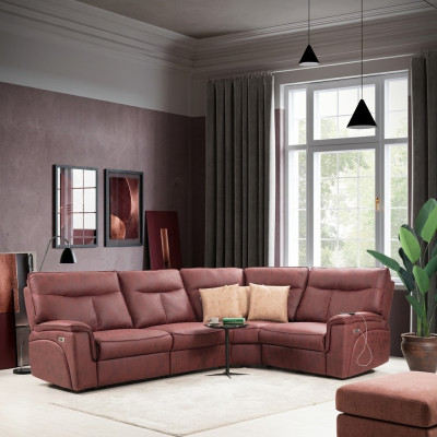Sofá esquinero de lujo rojo sofá en forma de L moderno muebles tapizados de diseñador para sala de estar