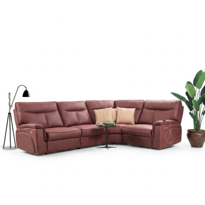 Sofá esquinero de lujo rojo sofá en forma de L moderno muebles tapizados de diseñador para sala de estar