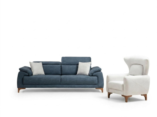 Sofá completo de tres plazas blanco con sillón juego de sofá de salón de tres piezas