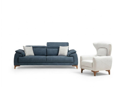Sofá completo de tres plazas blanco con sillón juego de sofá de salón de tres piezas