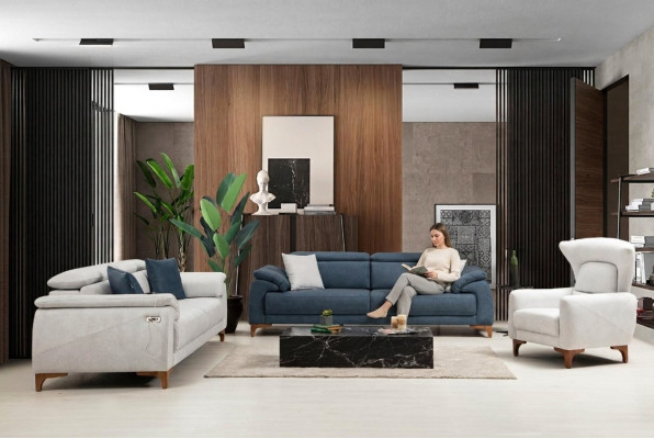 Juego de sala moderno de lujo, conjunto de sofás de 3 piezas, muebles tapizados de tela, nuevo.