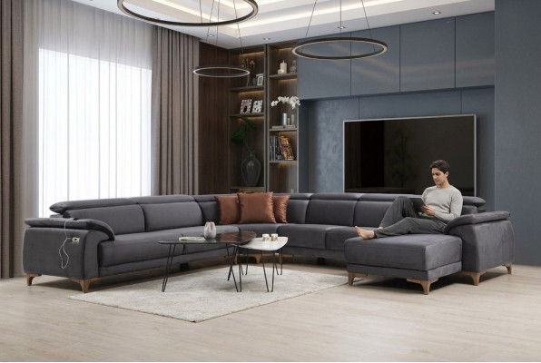 Sofá de esquina en forma de U para la sala de estar, muebles tapizados, sofá, sofá moderno, diseño de muebles.