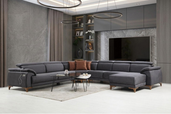 Sofá de esquina en forma de U para la sala de estar, muebles tapizados, sofá, sofá moderno, diseño de muebles.