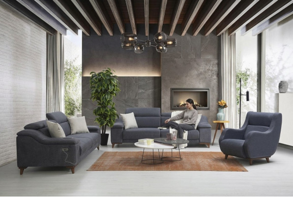 Conjunto de sofás completo y moderno para el salón de tela de lujo.