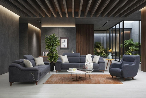 Conjunto de sofás completo y moderno para el salón de tela de lujo.