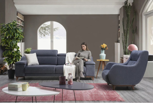 Sala completa de 2 piezas, sofá de tres plazas moderno, sillón textil, muebles nuevos, sofá.