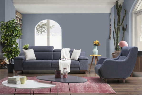 Sala completa de 2 piezas, sofá de tres plazas moderno, sillón textil, muebles nuevos, sofá.