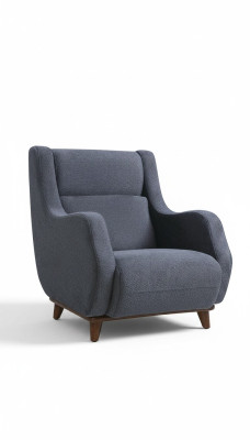 Silla gris moderna para la sala de estar con tapizado textil y diseño de muebles.