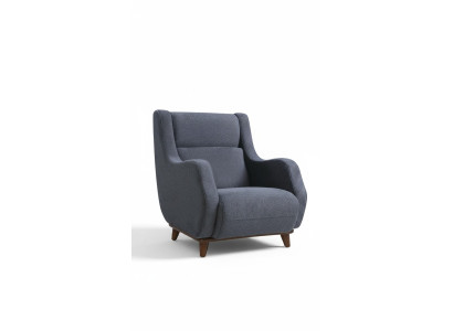 Silla gris moderna para la sala de estar con tapizado textil y diseño de muebles.