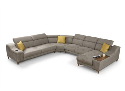 Sofá en forma de U Sala de estar Sofá de esquina Muebles tapizados modernos Tapicería en tela Diseño