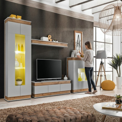 Set de sala de estar 5 piezas Mueble de TV Moderno Vitrina Mueble de madera Lujo Cómoda Nuevo