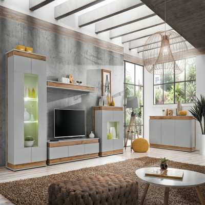 Set de sala de estar 5 piezas Mueble de TV Moderno Vitrina Mueble de madera Lujo Cómoda Nuevo