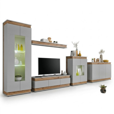 Set de sala de estar 5 piezas Mueble de TV Moderno Vitrina Mueble de madera Lujo Cómoda Nuevo