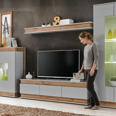 Conjunto de sala de estar Mueble de TV Nuevo Estante Mueble de lujo Diseño moderno Pared de sala