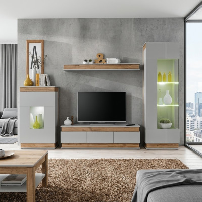 Conjunto de sala de estar Mueble de TV Nuevo Estante Mueble de lujo Diseño moderno Pared de sala