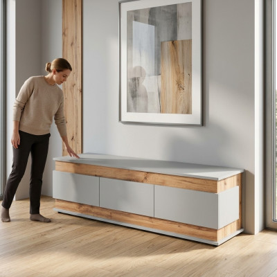 Soporte de TV moderno de madera de diseño nuevo en blanco de lujo para la sala de estar.