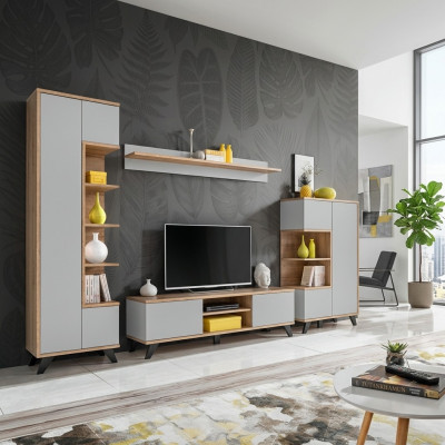 Juego de 4 piezas moderno pared salón estantería soporte TV lujo