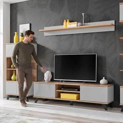 Conjunto de sala de estar de lujo, soporte para TV, estantería moderna, muebles de madera, diseñador.