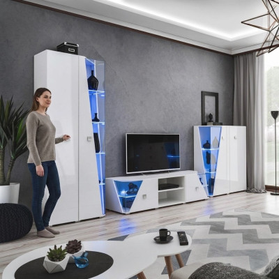 Conjunto de decoración de lujo para sala de estar de 3 piezas, pared de sala, muebles de diseño, vitrina de madera.