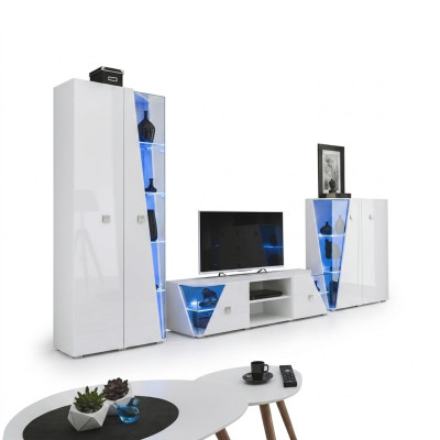 Conjunto de decoración de lujo para sala de estar de 3 piezas, pared de sala, muebles de diseño, vitrina de madera.