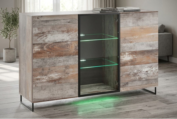 Cómoda de madera para la sala de estar. Mueble de madera. Diseño moderno y nuevo.
