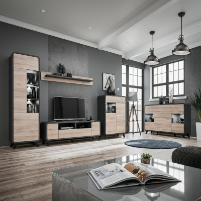 Conjunto de sala de estar de 5 piezas soporte de TV vitrina estante moderno muebles de madera