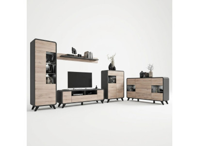 Conjunto de sala de estar de 5 piezas soporte de TV vitrina estante moderno muebles de madera