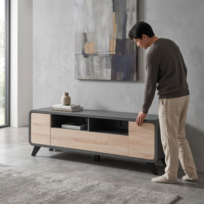 Soporte de TV Muebles de madera Sala de estar de lujo Mueble para TV Diseño moderno