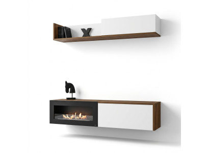 Soporte de TV para sala de estar con chimenea, estantería mural de pared, muebles de madera nuevos.