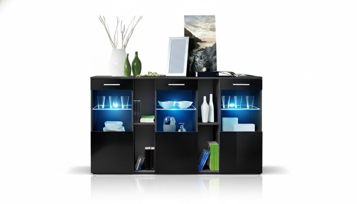 Mueble de diseño Sideboard negro para la sala de estar moderno de madera.