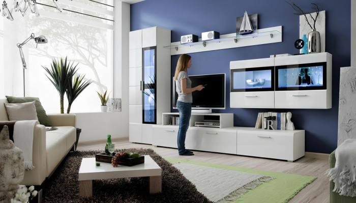 Conjunto de lujo para pared de salón TV Soporte Vitrina de madera Armario de pared Nuevo