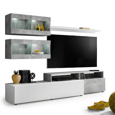Moderna pared de salón gris lujo armario salón soporte TV muebles
