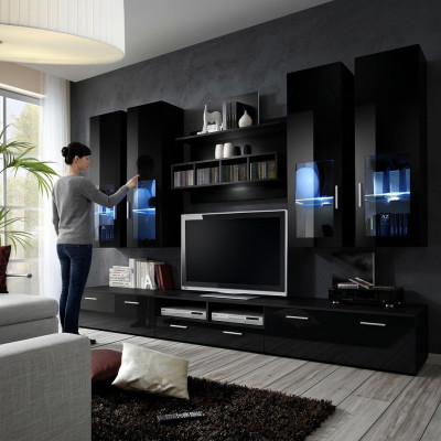 Mueble de pared completo diseño moderno Sala de estar Decoración Estantes Soporte de TV