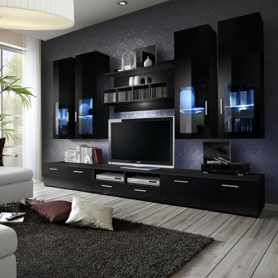 Mueble de pared completo diseño moderno Sala de estar Decoración Estantes Soporte de TV