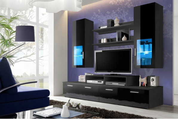 Mueble de pared de madera estilo moderno de lujo, muebles de sala de estar, armario de pared completo.