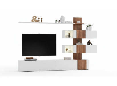 Moderno conjunto de pared de lujo decoración sala de estar diseño soporte de TV estantes de pared.