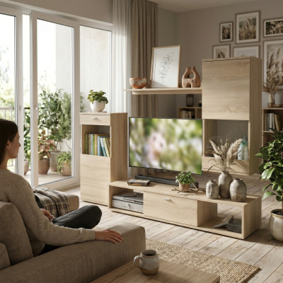Mueble de salón moderno Vitrina Soporte de TV Estantes de pared Nuevos